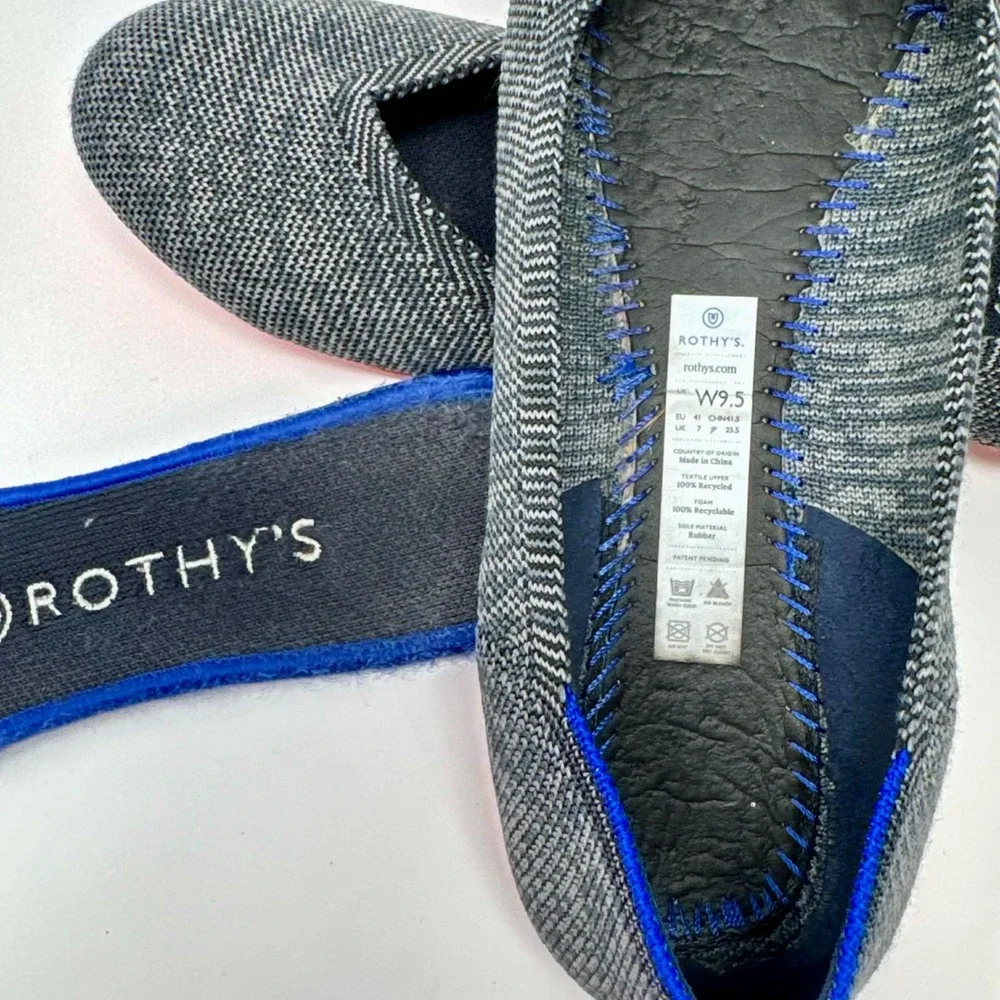 Rothy's The Flat Round Toe‎ Slip On Shoes Women's 9.5 Heathered Gray Pink Sole